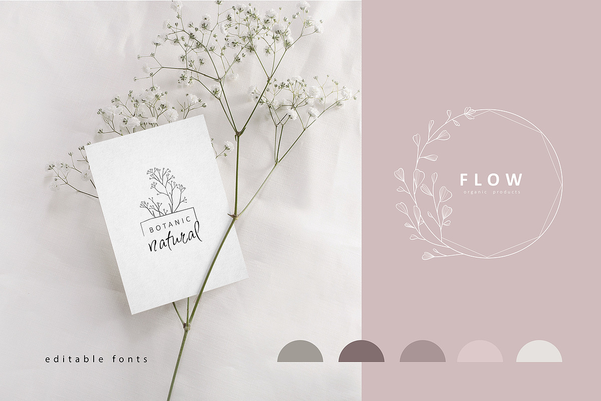 50 Premade botanical logos, a Branding & Logo Template by Merfin (Photo 2 of 5)
