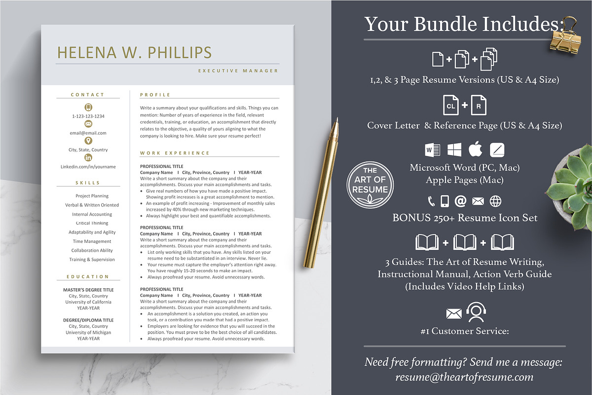 Resume CV Template Word & Mac Pages, a Resume Template by The Art of Resume (Photo 2 of 8)