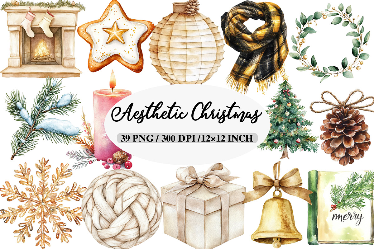 Aesthetic Christmas Clipart, an Illustration by Daily.Designs (Photo 1 of 5)