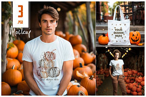 T-shirt And Totebag Halloween Mockup