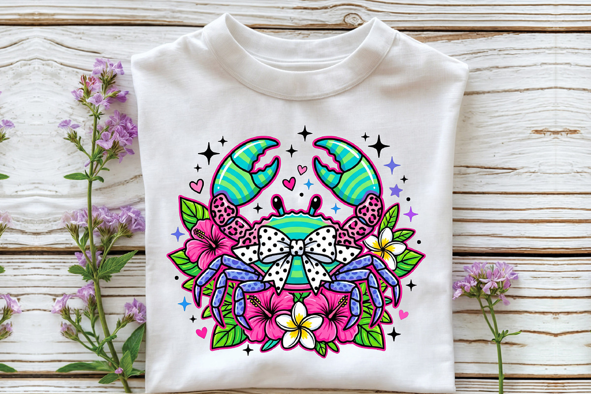 Preppy Crab Summer PNG, a Work Illustration by CraftArtStudio (Photo 2 of 4)