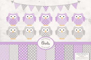 Lavender Purple Owl Vectors & Papers, an Animal Illustration by Amanda Ilkov