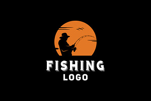 Angler Fishing Silhouette Logo, a Branding & Logo Template by Atlantis X Nurman Arbai