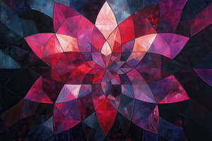 Abstract Geometric Flower Painting D, a Photo by Pixeness Studio