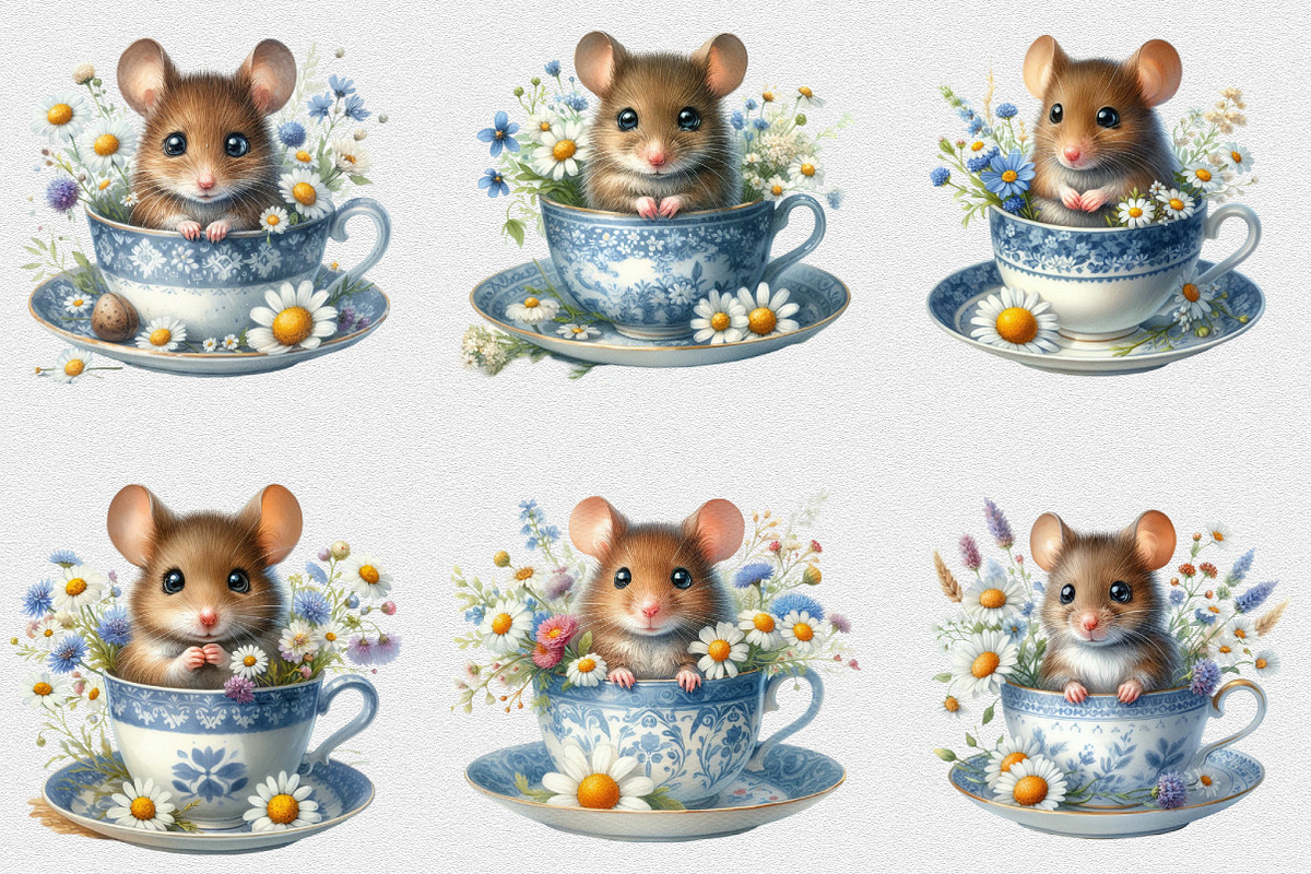 Watercolor Mouse In a Cup Clipart, a Seasonal Illustration by Craft Nest (Photo 2 of 6)
