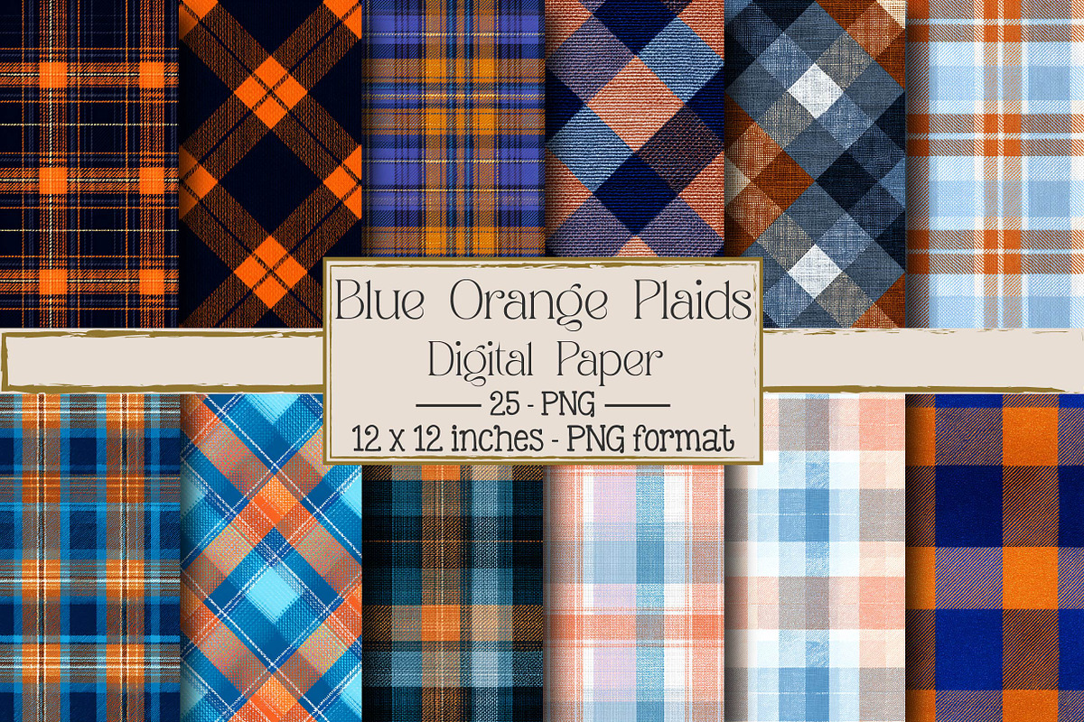 Blue Orange Plaids, an Illustration by DreamPrint404 (Photo 1 of 4)