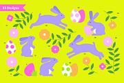Eatser rabbit, egg, flower vector, a Seasonal Illustration by Delphine Meier (Thumbnail 2 of 2)