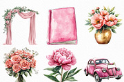 Watercolor Pink Wedding Day Clipart, an Illustration by Craft Nest (Thumbnail 4 of 6)