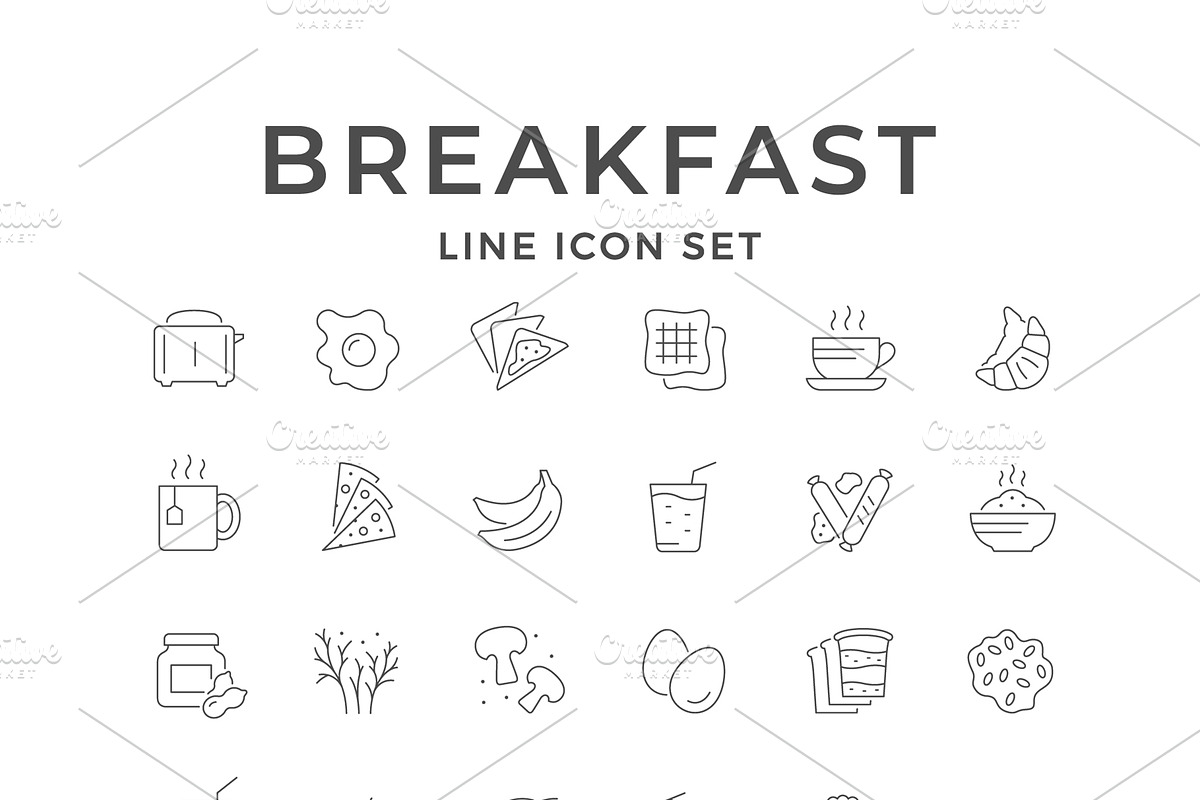 Set line icons of breakfast, an Outline Icon by motorama (Photo 1 of 2)