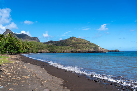 Remote beach in Hakaui Bay, Nuku Hiva, Marquesas Islands, French