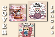 Cute Kawaii Cat Coloring Pages-Book, an Animal Illustration by Design Zone (Thumbnail 2 of 5)