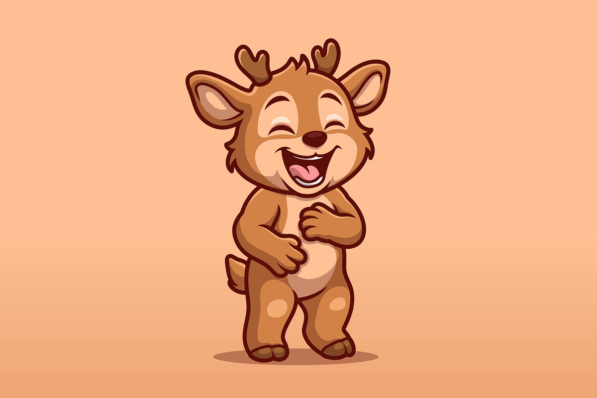Laughing Deer Cartoon Character, an Animal Illustration by Gumrega Studio