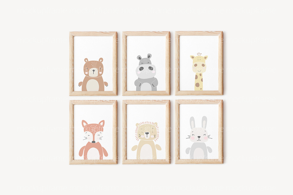 Set of 6 Frame Mockup Gallery Wall, a Print Template by BirdieFrames (Photo 3 of 4)