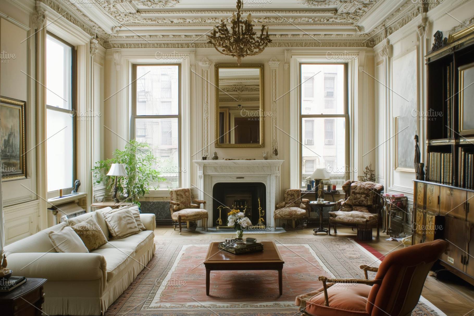 A luxurious Neoclassical style house living room featuring ornate architectural, an Architecture Photo by Textures & Backgrounds