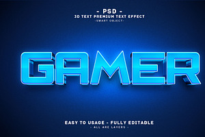 Gamer Editable 3D Text Effect, a Brushes & More by Md Jahidul99