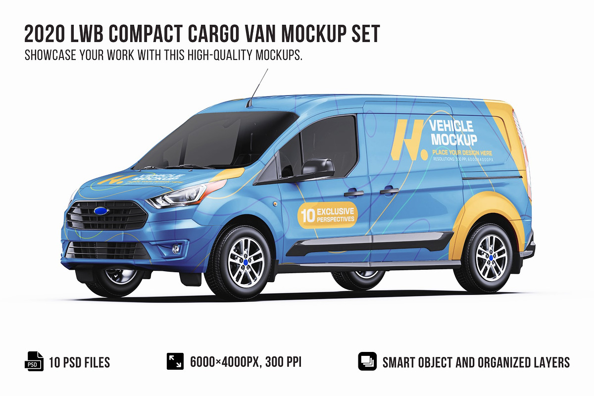 LWB Compact Cargo Van Mockup Set, a Product Mockup by Halal Graphic Studio (Photo 1 of 14)