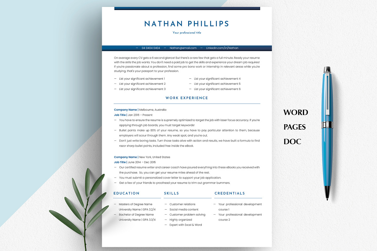 Editable Resume Word, Docs & Pages, a Resume Template by Career Canvas (Photo 8 of 11)