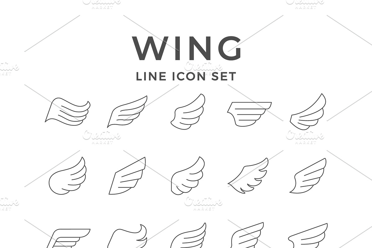 Set line icons of wing, an Outline Icon by motorama (Photo 1 of 2)