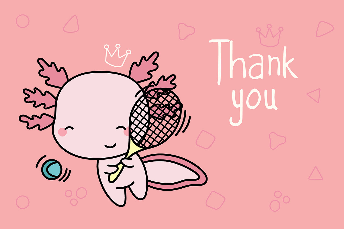 Cute Kawaii Axolotl Sportsman Set, an Animal Illustration by ArtVarStudio (Photo 3 of 3)