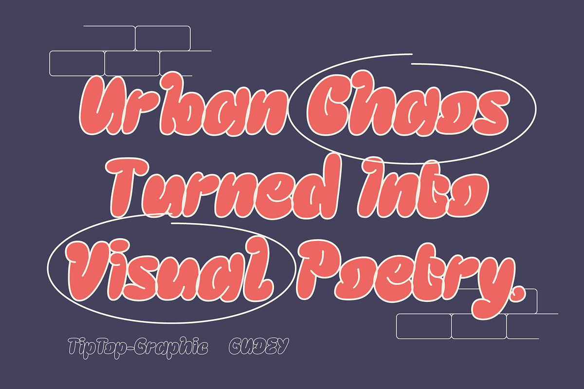 Gudey – Funky Layered Font, a Font by Tiptop Graphic (Photo 2 of 10)