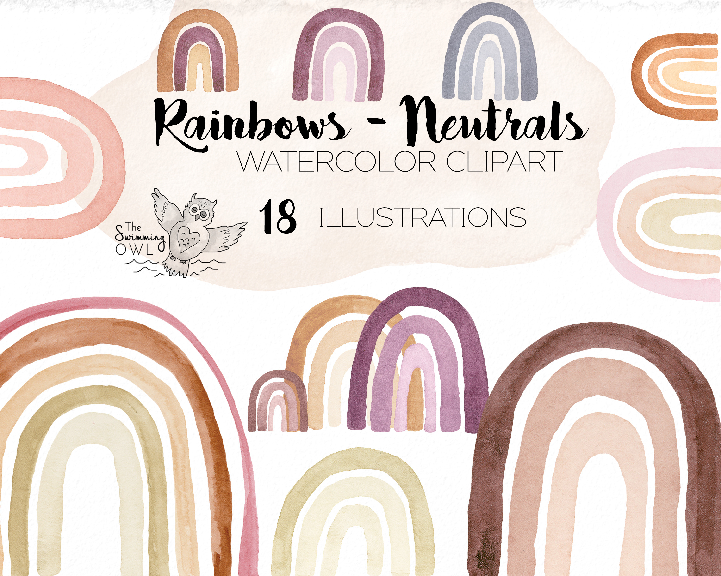 Neutral Rainbow Clipart, an Illustration by The Swimming Owl