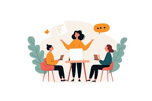 Illustration of a woman leading a, a Person Illustration by Sergey Kotenev