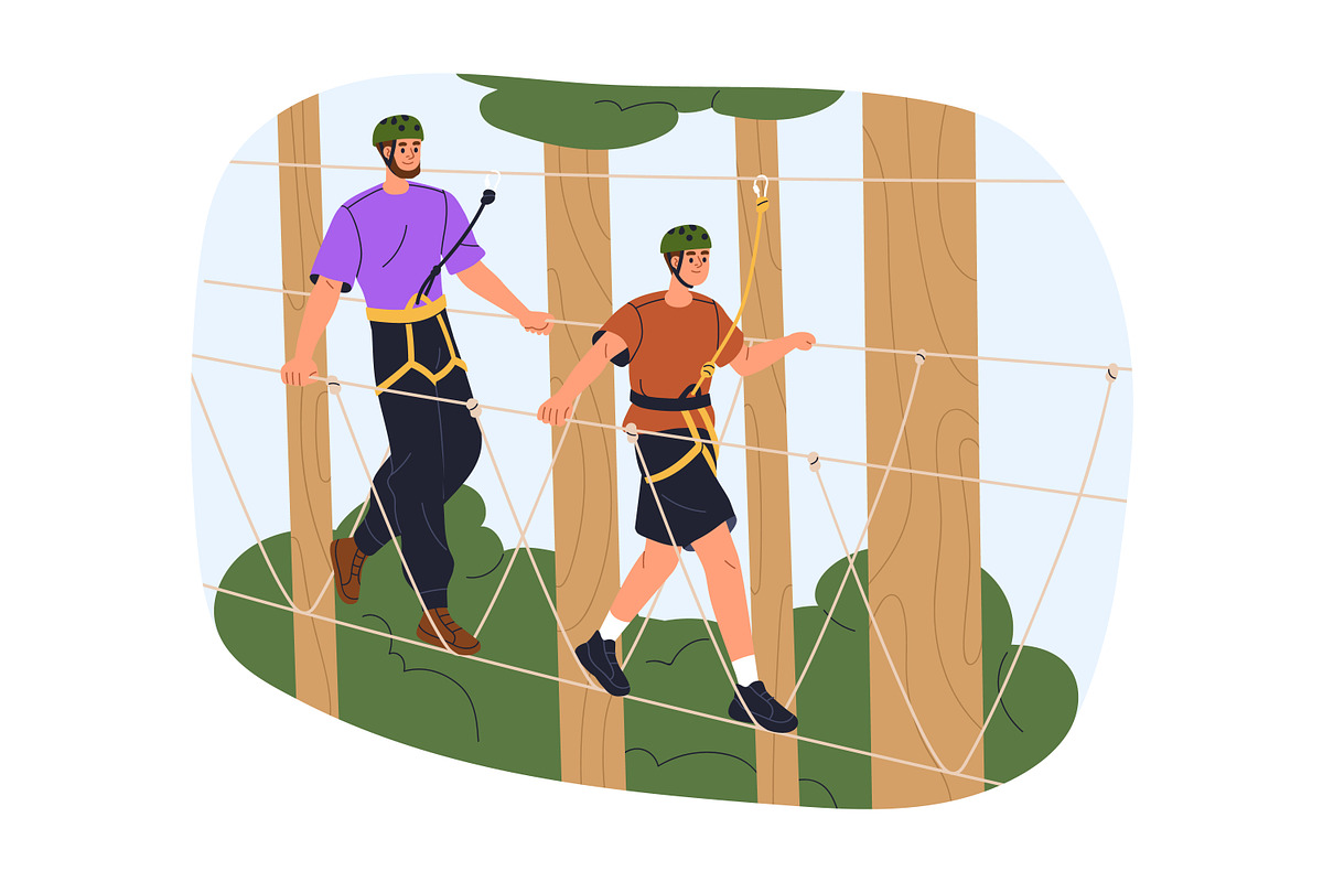 People climbing in rope park set, a Sport Illustration by Good Studio (Photo 20 of 25)