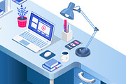 Study desk with laptop, an Education Illustration by Yayasya (Thumbnail 2 of 3)