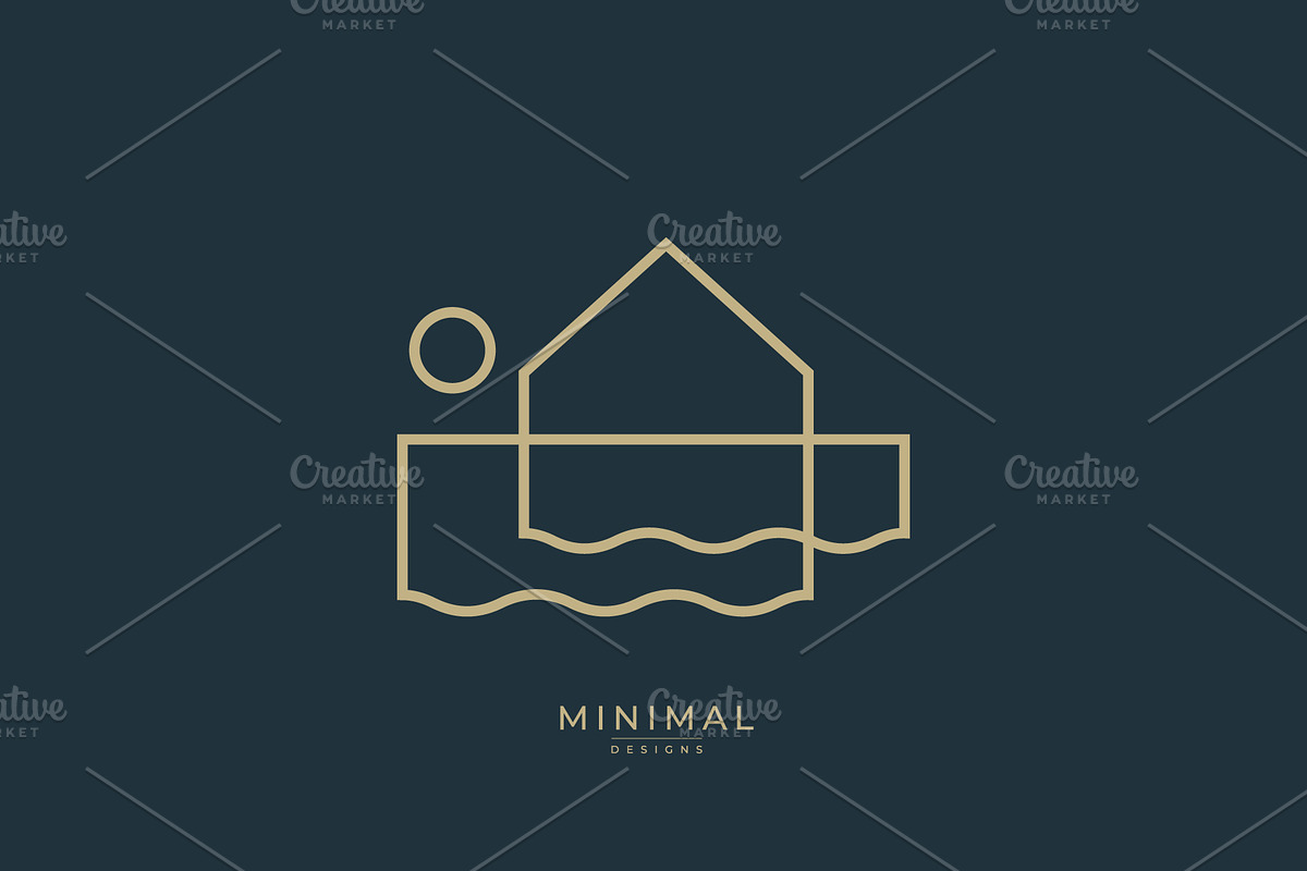 logo of a wave with a house, island, a Branding & Logo Template by idesign_4u
