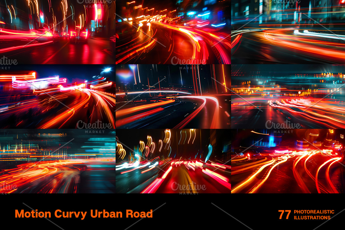Motion Curvy Urban Roads. 77 images, an Abstract Photo by Handmadefont (Photo 7 of 15)