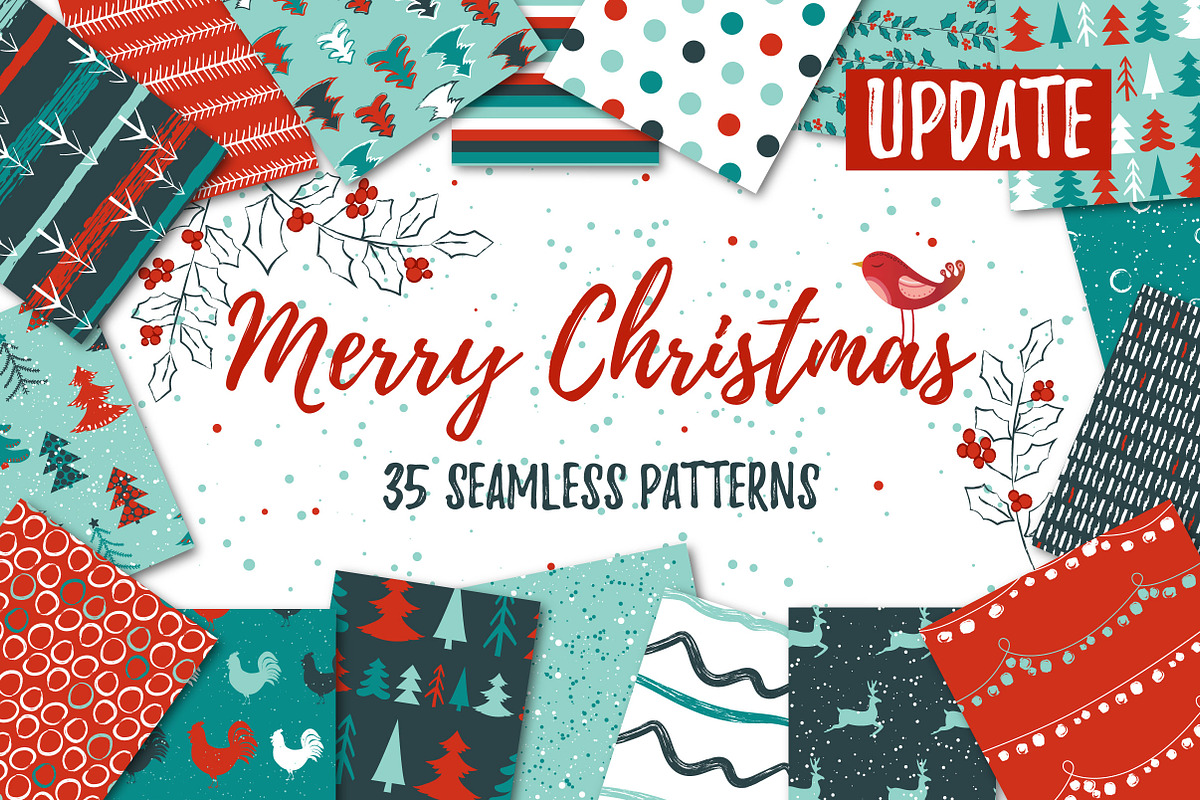 35 Merry Christmas patterns., a Pattern Graphic by Katya_lu (Photo 1 of 6)