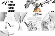 9 Robotic Arm Holding Fabric Mockup, a Mockup by GraphicVil (Thumbnail 3 of 12)