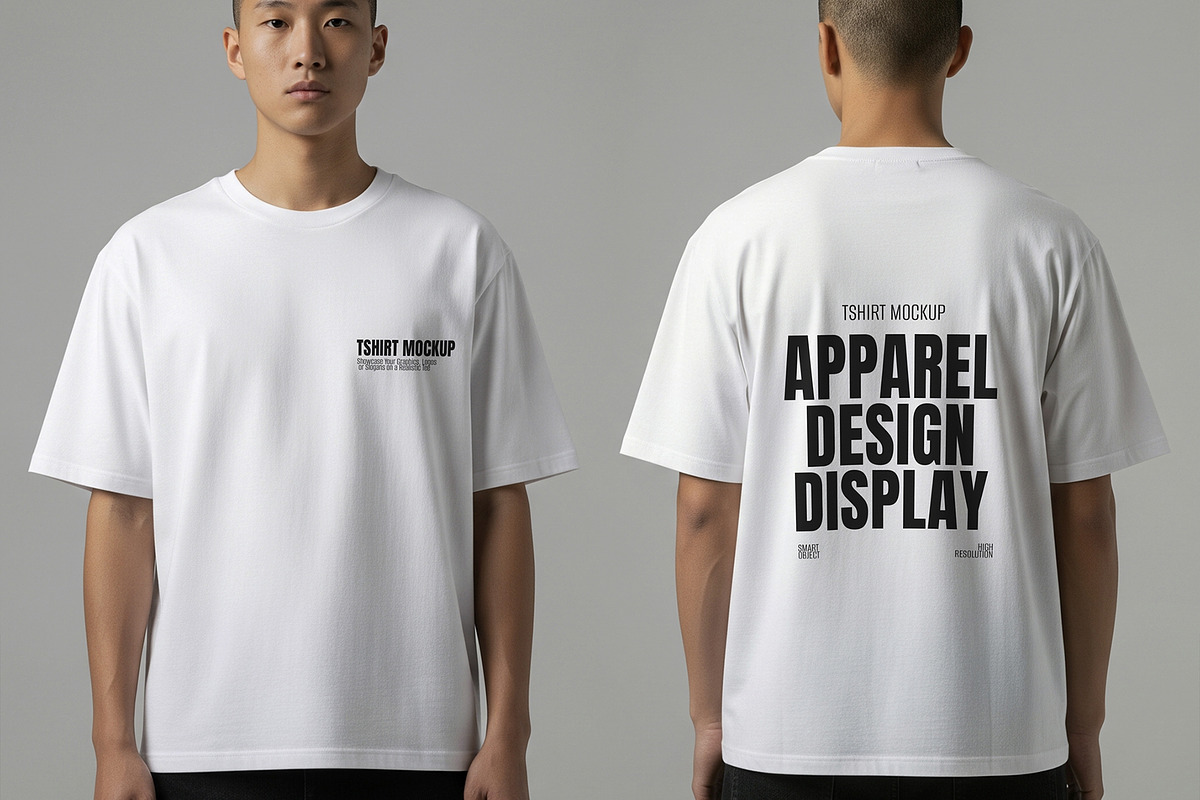 Back & Front View T-Shirt Mockup, a Product Mockup by graphypix (Photo 1 of 4)