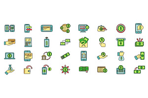Transfer money icons set vector, a Technology Illustration by Ylivdesign