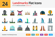 24 Landmarks Flat Icons, an Icon by Vectopus.com (Thumbnail 1 of 2)