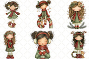 Whimsical Christmas Girls Clipart, an Illustration by Black Bird Studio (Thumbnail 3 of 6)