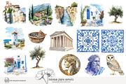 90 watercolour Greece clip art, a Seasonal Illustration by Poppy Lane Studio (Thumbnail 6 of 12)