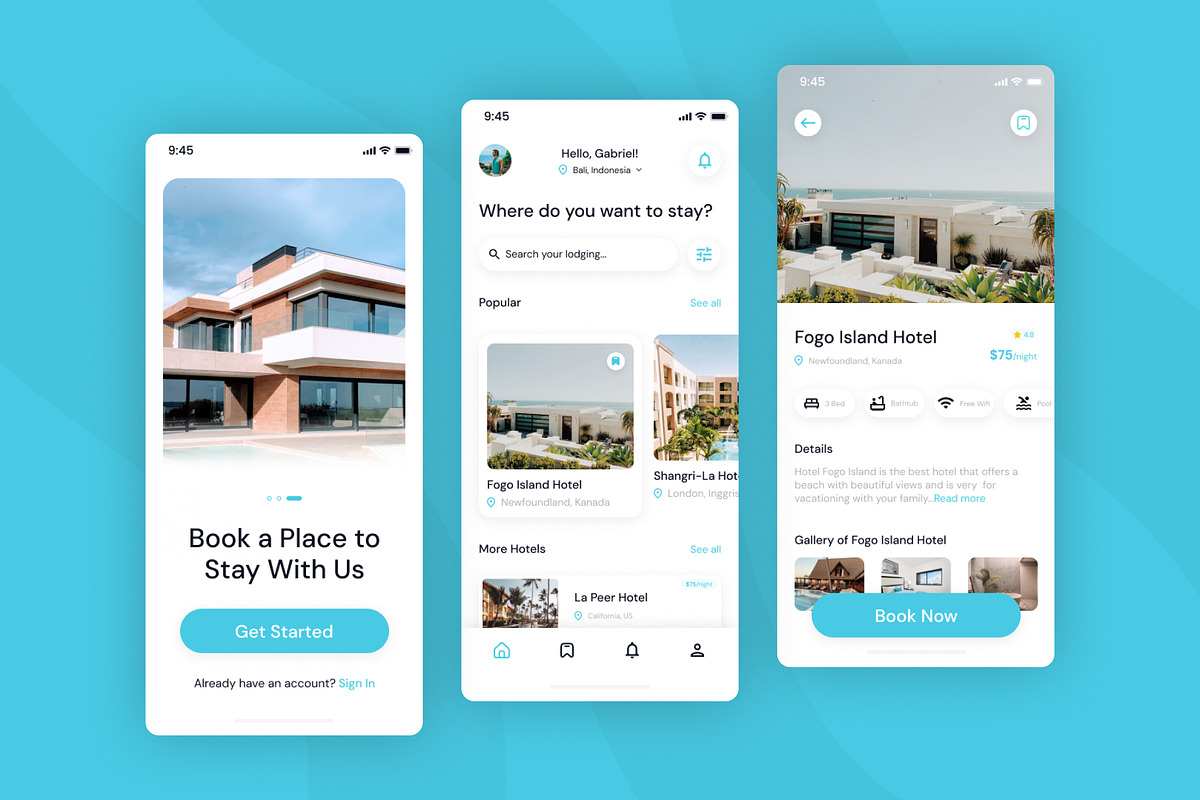 Resorta - Hotel Booking Mobile App, an UI Kit Template by Ermedia Studio (Photo 3 of 4)