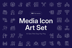 Media Icon Art Set, an Outline Icon by Prosymbols