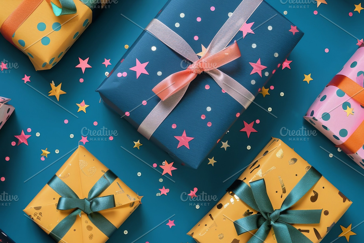 86 Gift boxes with ribbons and bows, a Holiday Photo by Handmadefont (Photo 6 of 90)