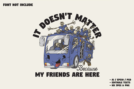 retro cartoon skeletons on bus, a Branding & Logo Template by Judsart