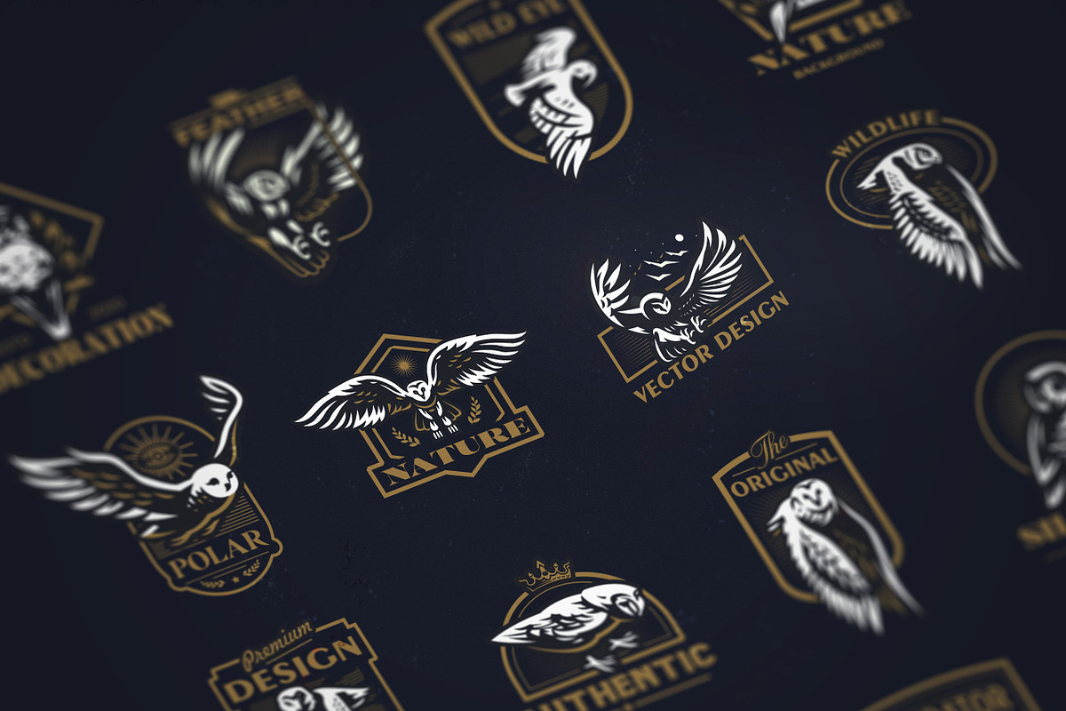 Set of vector Owls illustrations., an Illustration by Masterlevsha (Photo 2 of 2)