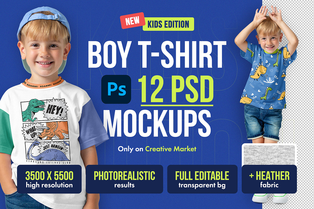 Realistic Kids Boy T-Shirt Mockups, a Shirt Mockup by Hi, Mock-Up! (Photo 1 of 12)