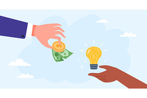 Hand give money for idea. Business, a Finance Illustration by Stock-Smart-Start