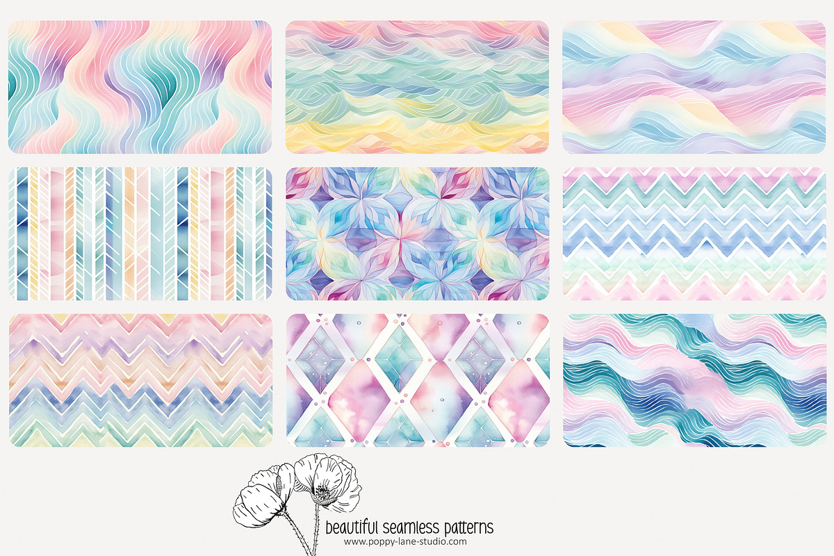 80 pastel geometric seamless pattern, a Pattern Graphic by Poppy Lane Studio (Photo 8 of 11)