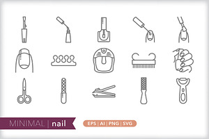 Minimal nail icons, an Outline Icon by Picture Window