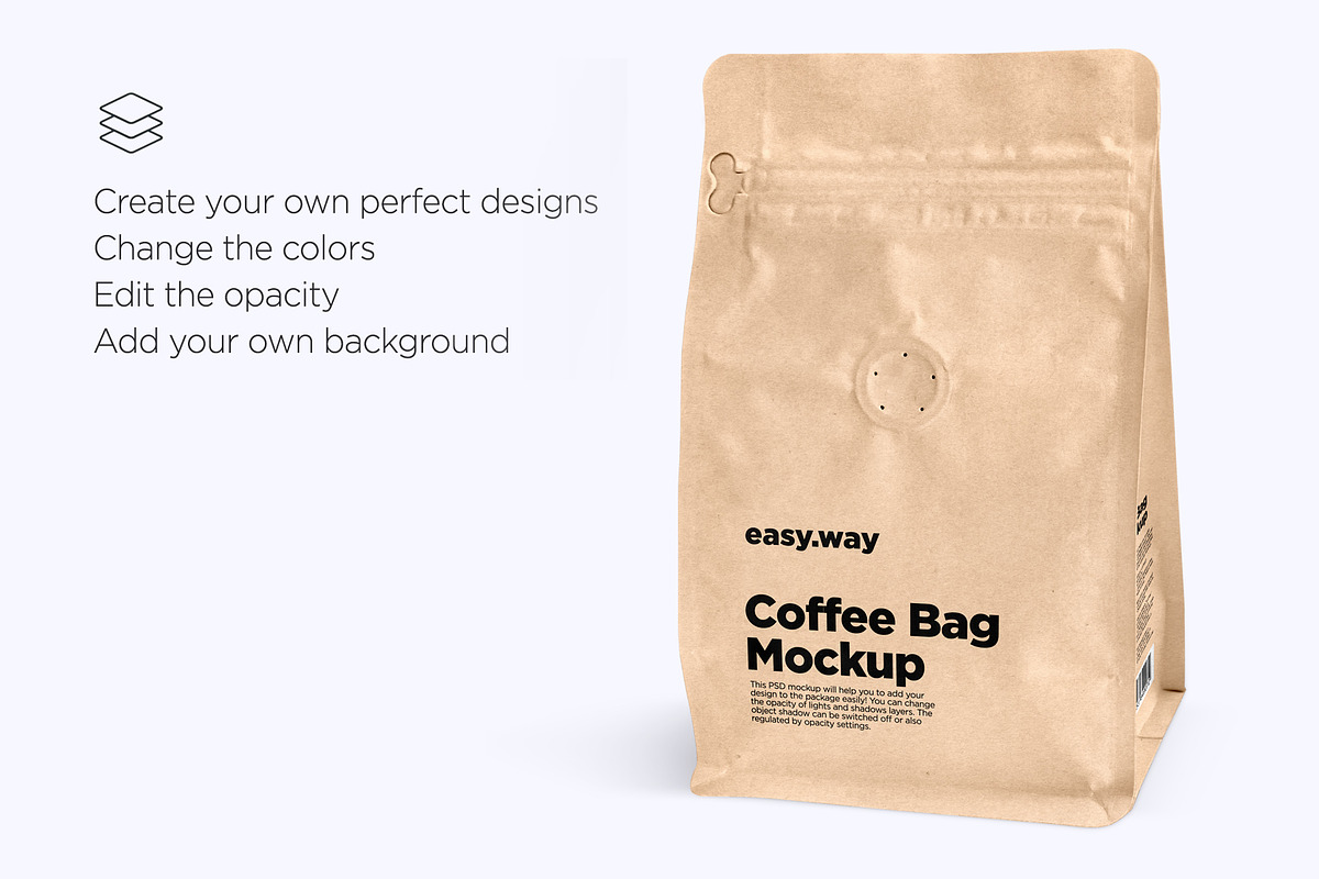 Kraft Coffee Bag PSD Mockups Set, a Packaging Mockup by easy.way (Photo 7 of 8)