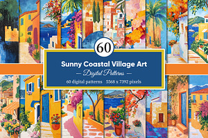 Sunny Coastal Village Art Collection, a Decorative Illustration by Housui Patterns
