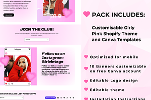 Girly Pink Heart Shopify Theme