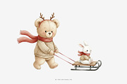 Christmas Teddy Bear Clipart, an Animal Illustration by Primrose Blume (Thumbnail 3 of 3)